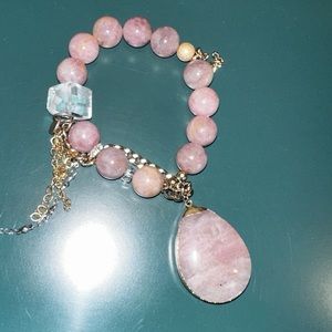 Love Thirteen Rose Quartz Crystal Bracelet